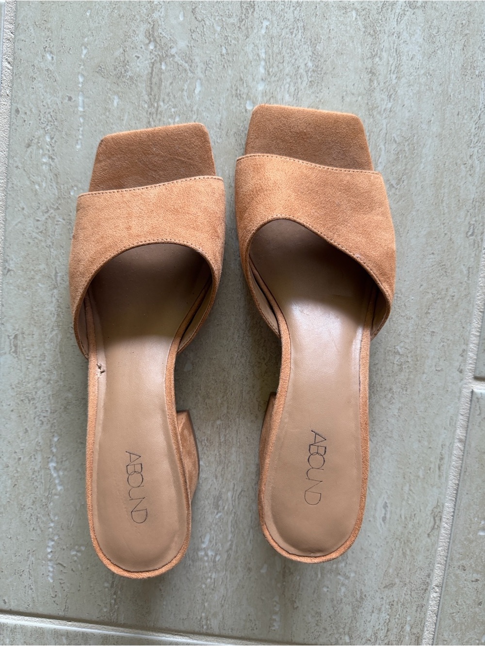 Abound Suede Square-Toe Slide Mules in Tan